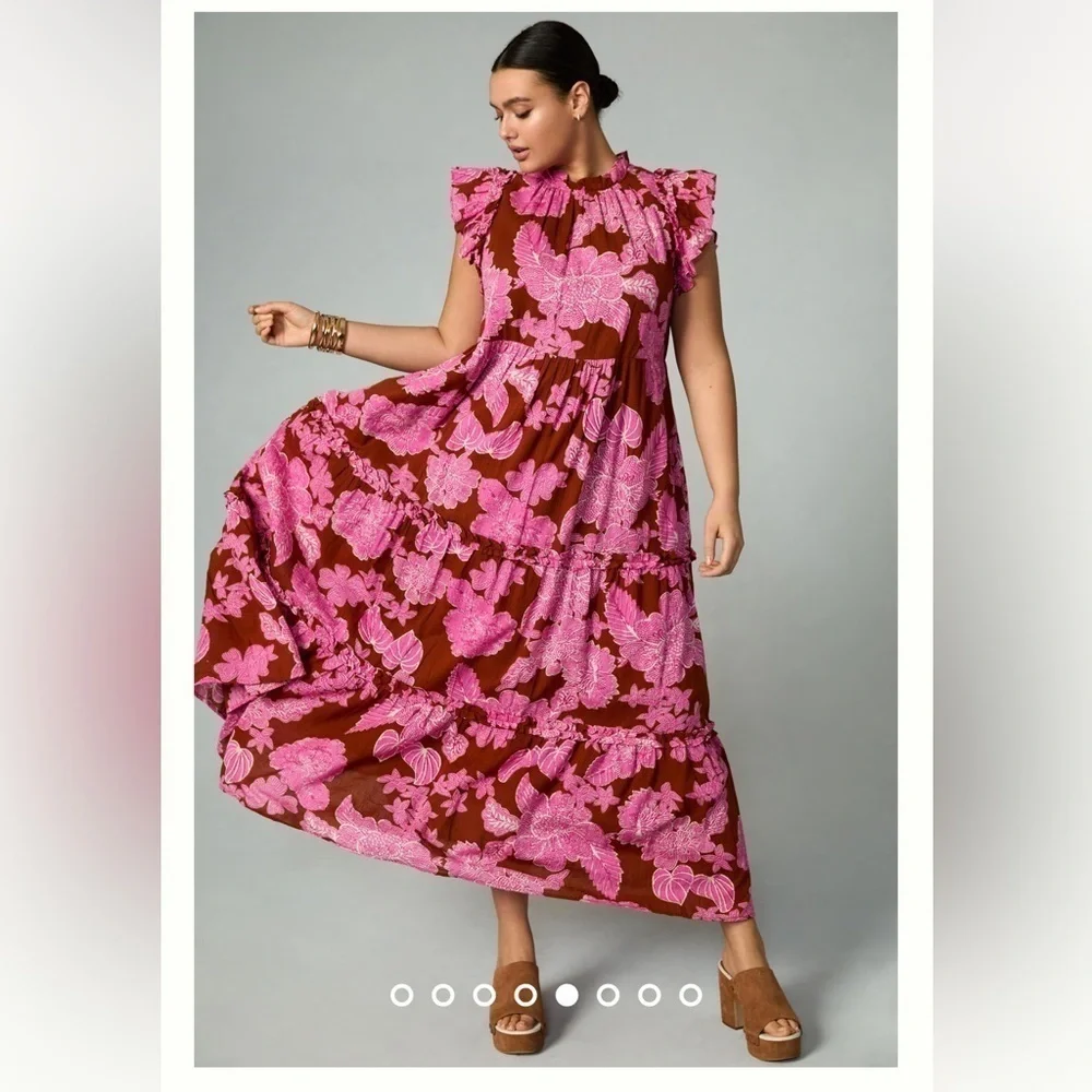 Anthropologie Love the Label tiered pink ruffle pink Dress sz XXS - Picture 5 of 9